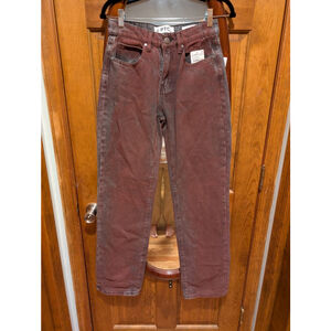 PTCL Coated Straight Leg Jeans Women's 26 Burgandy Black Ethikal Brand NWT